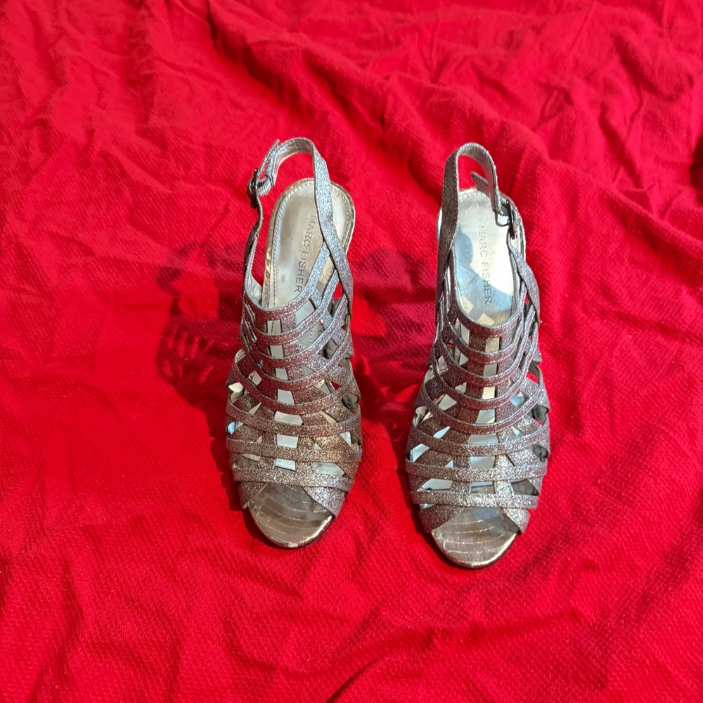 Marc Fisher Metallic Bronze Strappy Slingback Heels